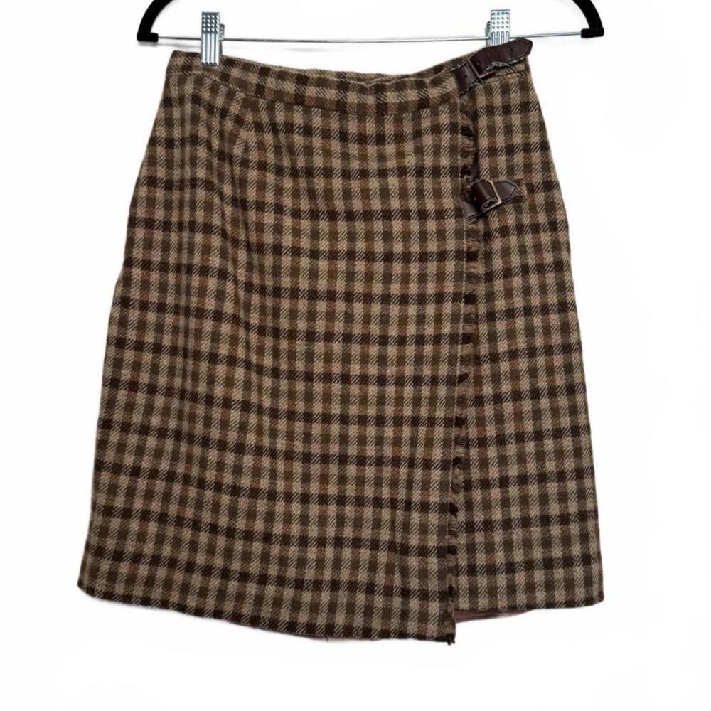 Women Dark‎ Academia Wool Short Wrap Skirt